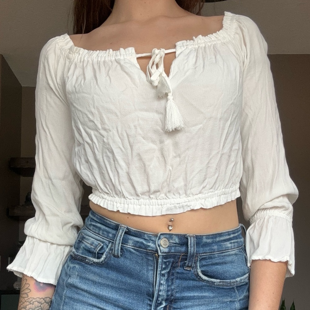 Women’s Off the Shoulder 3/4 Sleeve Crop Top